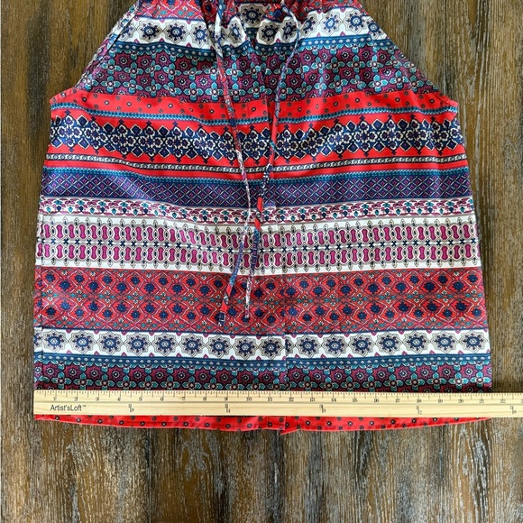 Collective Concepts Women’s Red and Blue Patterned Button Down Halter Top Size M - Picture 5 of 8